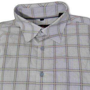 Ben Sherman Blue Gray Plaid Button Front Mens Long Sleeve Cotton Shirt M 15
